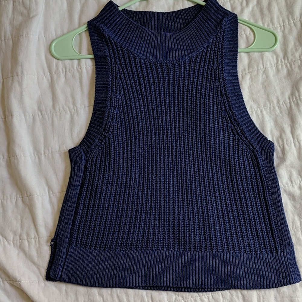 MO:VINT crochet top cobalt blue